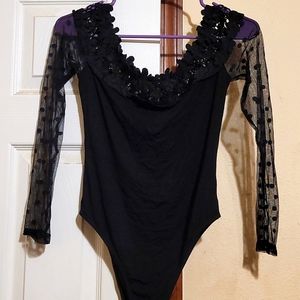 Shein sexy bodysuit. Black with see thru lace and polka-dots. Size Medium or 6